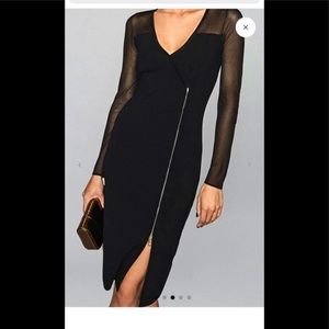 Reiss black sheer sleeve dress, size large